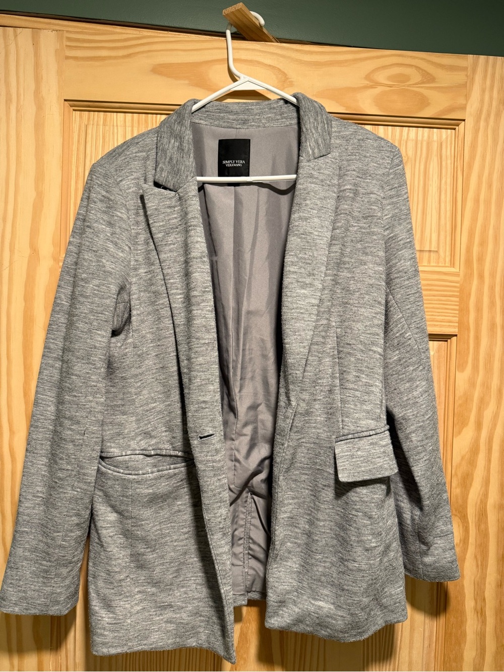 Simply Vera Vera Wang Grey Knit-Trim Blazer